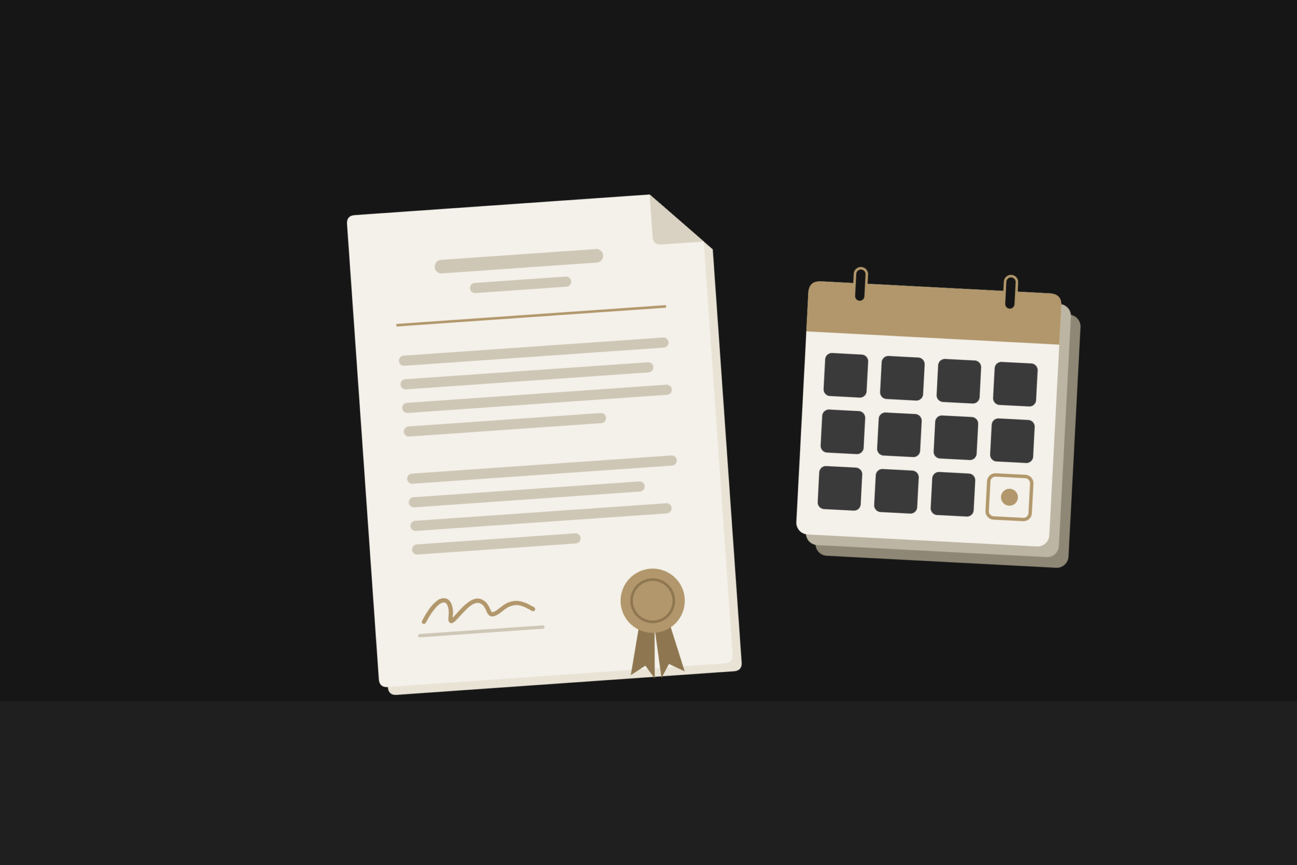 Sealed will beside a calendar page of twelve months, eleven marked off and the last one circled