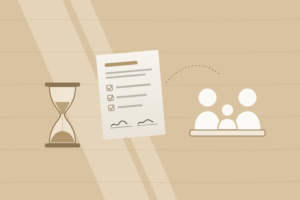 nomination-form-hourglass-family Hourglass beside a signed super nomination form and a family of three