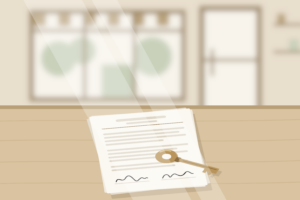 retail-lease-vs-commercial-lease-shop-key Shop key on a signed lease, illustrating a retail lease vs commercial lease
